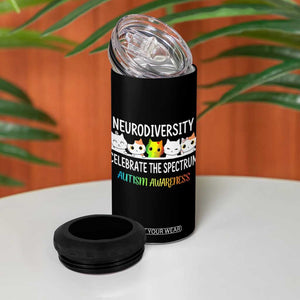 Cute Cats Autism Embrace 4 in 1 Can Cooler Tumbler Neurodiversity Celebrate The Spectrum TS02 Print Your Wear