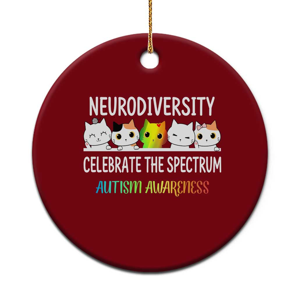 Cute Cats Autism Embrace Ceramic Ornament Neurodiversity Celebrate The Spectrum TS02 1pc Red Print Your Wear