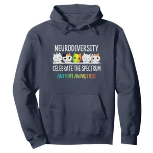 Cute Cats Autism Embrace Hoodie Neurodiversity Celebrate The Spectrum TS02 Navy Print Your Wear