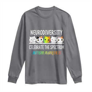 Cute Cats Autism Embrace Long Sleeve Shirt Neurodiversity Celebrate The Spectrum TS02 Charcoal Print Your Wear