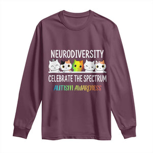Cute Cats Autism Embrace Long Sleeve Shirt Neurodiversity Celebrate The Spectrum TS02 Maroon Print Your Wear