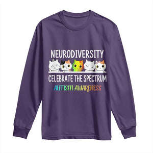 Cute Cats Autism Embrace Long Sleeve Shirt Neurodiversity Celebrate The Spectrum TS02 Purple Print Your Wear