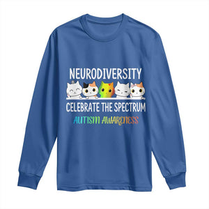 Cute Cats Autism Embrace Long Sleeve Shirt Neurodiversity Celebrate The Spectrum TS02 Royal Blue Print Your Wear