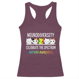 Cute Cats Autism Embrace Racerback Tank Top Neurodiversity Celebrate The Spectrum TS02 Maroon Print Your Wear