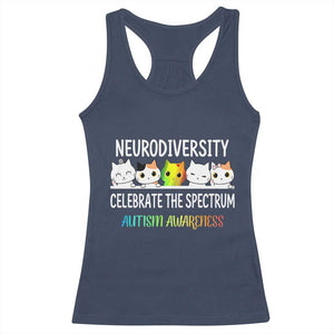 Cute Cats Autism Embrace Racerback Tank Top Neurodiversity Celebrate The Spectrum TS02 Navy Print Your Wear