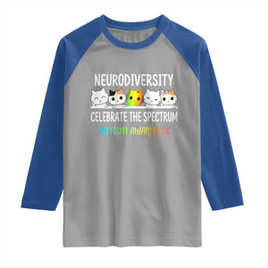 Cute Cats Autism Embrace Raglan Shirt Neurodiversity Celebrate The Spectrum TS02 Sport Gray Royal Print Your Wear