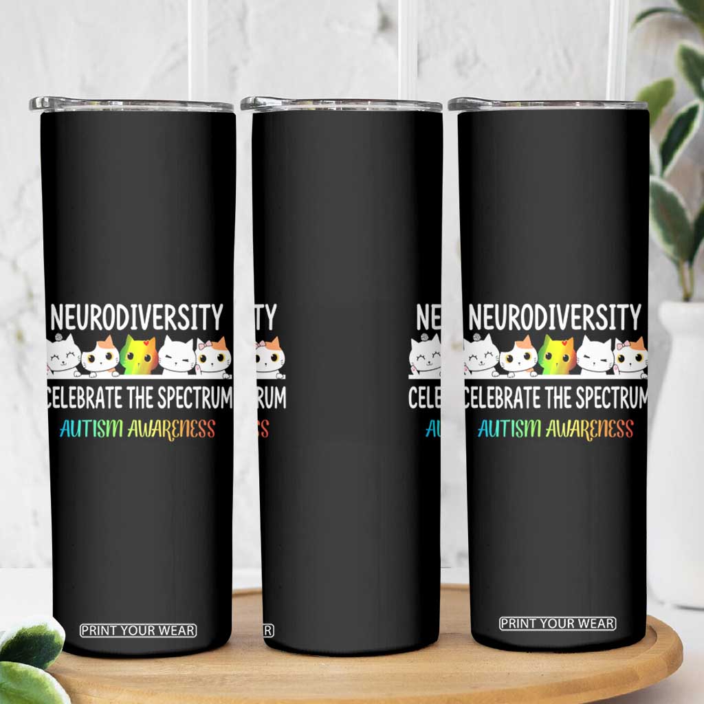 Cute Cats Autism Embrace Skinny Tumbler Neurodiversity Celebrate The Spectrum TS02 Print Your Wear