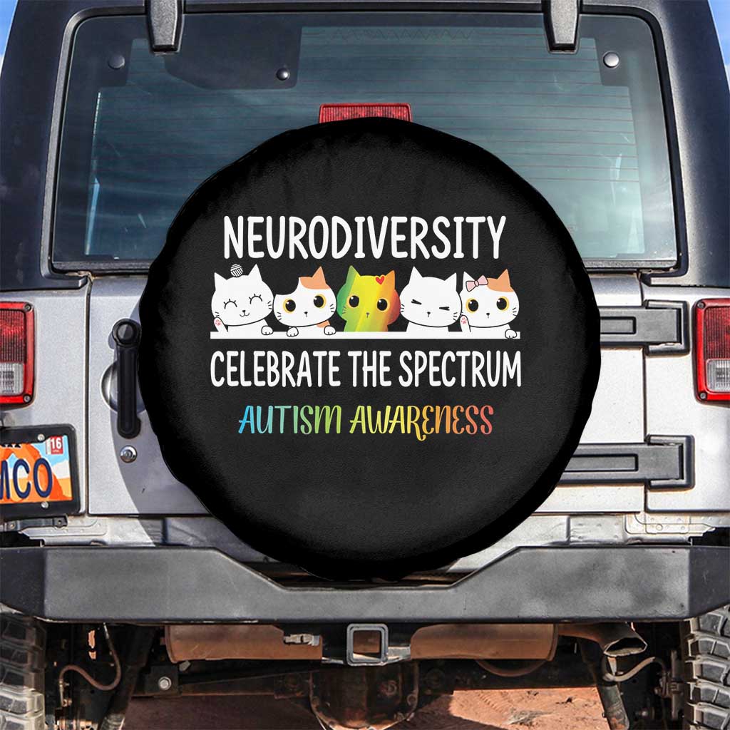 Cute Cats Autism Embrace Spare Tire Cover Neurodiversity Celebrate The Spectrum TS02 No hole Black Print Your Wear