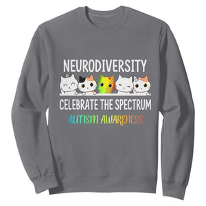 Cute Cats Autism Embrace Sweatshirt Neurodiversity Celebrate The Spectrum TS02 Charcoal Print Your Wear