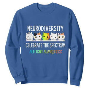 Cute Cats Autism Embrace Sweatshirt Neurodiversity Celebrate The Spectrum TS02 Royal Blue Print Your Wear