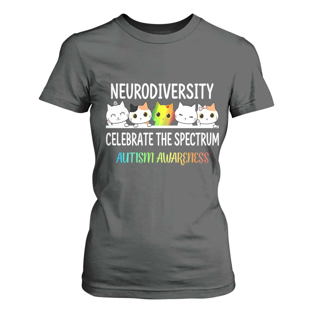 Cute Cats Autism Embrace T Shirt For Women Neurodiversity Celebrate The Spectrum TS02 Dark Heather Print Your Wear