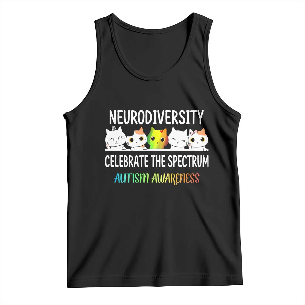 Cute Cats Autism Embrace Tank Top Neurodiversity Celebrate The Spectrum TS02 Black Print Your Wear