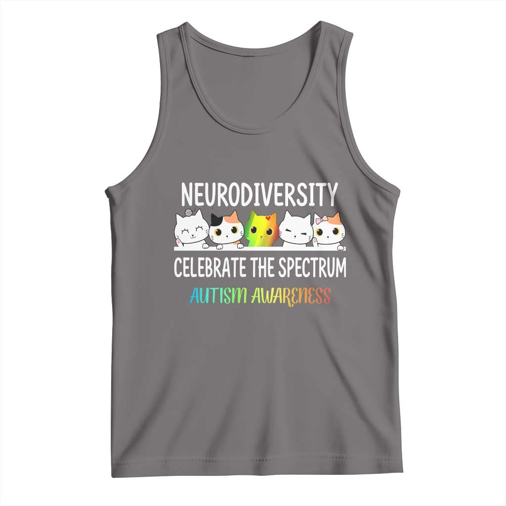 Cute Cats Autism Embrace Tank Top Neurodiversity Celebrate The Spectrum TS02 Deep Heather Print Your Wear
