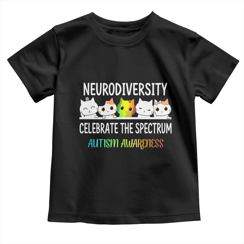 Cute Cats Autism Embrace Toddler T Shirt Neurodiversity Celebrate The Spectrum TS02 Black Print Your Wear