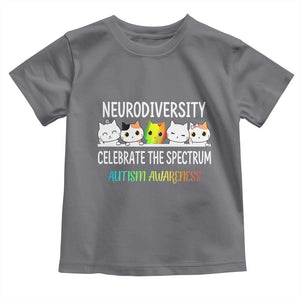 Cute Cats Autism Embrace Toddler T Shirt Neurodiversity Celebrate The Spectrum TS02 Charcoal Print Your Wear