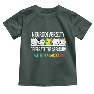Cute Cats Autism Embrace Toddler T Shirt Neurodiversity Celebrate The Spectrum TS02 Dark Forest Green Print Your Wear