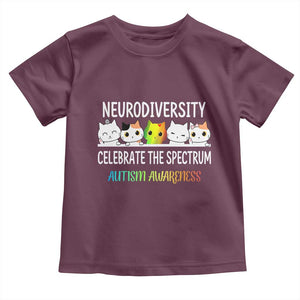 Cute Cats Autism Embrace Toddler T Shirt Neurodiversity Celebrate The Spectrum TS02 Maroon Print Your Wear