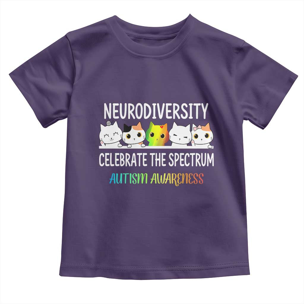 Cute Cats Autism Embrace Toddler T Shirt Neurodiversity Celebrate The Spectrum TS02 Purple Print Your Wear