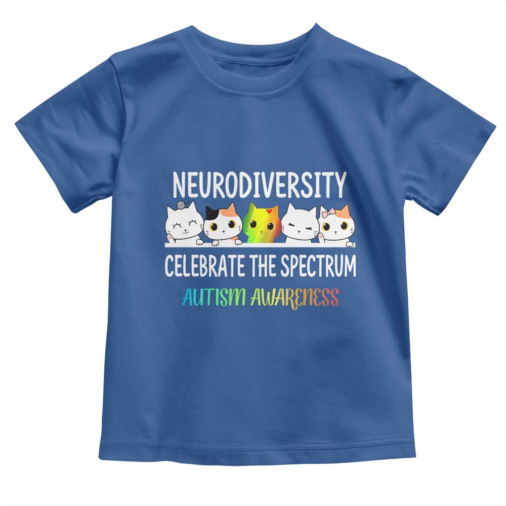 Cute Cats Autism Embrace Toddler T Shirt Neurodiversity Celebrate The Spectrum TS02 Royal Blue Print Your Wear