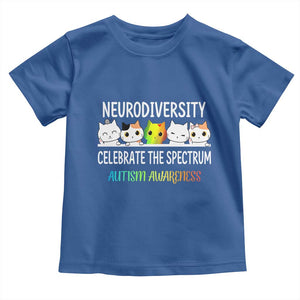 Cute Cats Autism Embrace Toddler T Shirt Neurodiversity Celebrate The Spectrum TS02 Royal Blue Print Your Wear