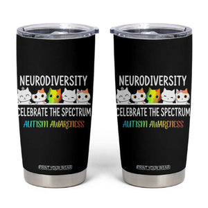 Cute Cats Autism Embrace Tumbler Cup Neurodiversity Celebrate The Spectrum TS02 Black Print Your Wear