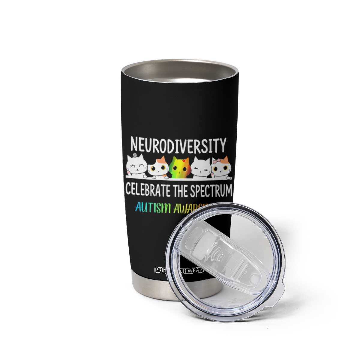 Cute Cats Autism Embrace Tumbler Cup Neurodiversity Celebrate The Spectrum TS02 Print Your Wear