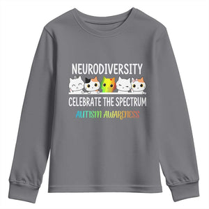 Cute Cats Autism Embrace Youth Sweatshirt Neurodiversity Celebrate The Spectrum TS02 Charcoal Print Your Wear