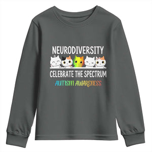 Cute Cats Autism Embrace Youth Sweatshirt Neurodiversity Celebrate The Spectrum TS02 Dark Heather Print Your Wear