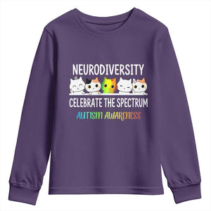 Cute Cats Autism Embrace Youth Sweatshirt Neurodiversity Celebrate The Spectrum TS02 Purple Print Your Wear