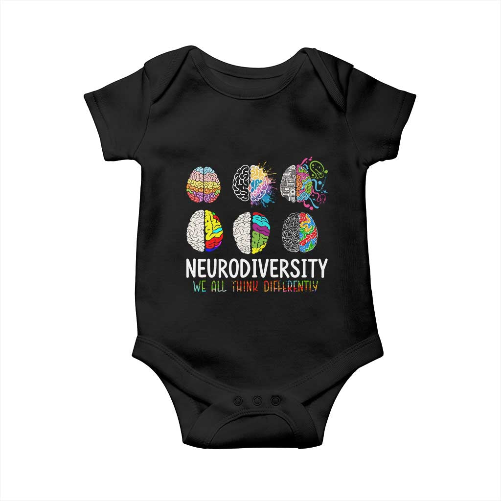 Embrace Neurodiversity Baby Onesie We All Think Differently TS02 Black Print Your Wear