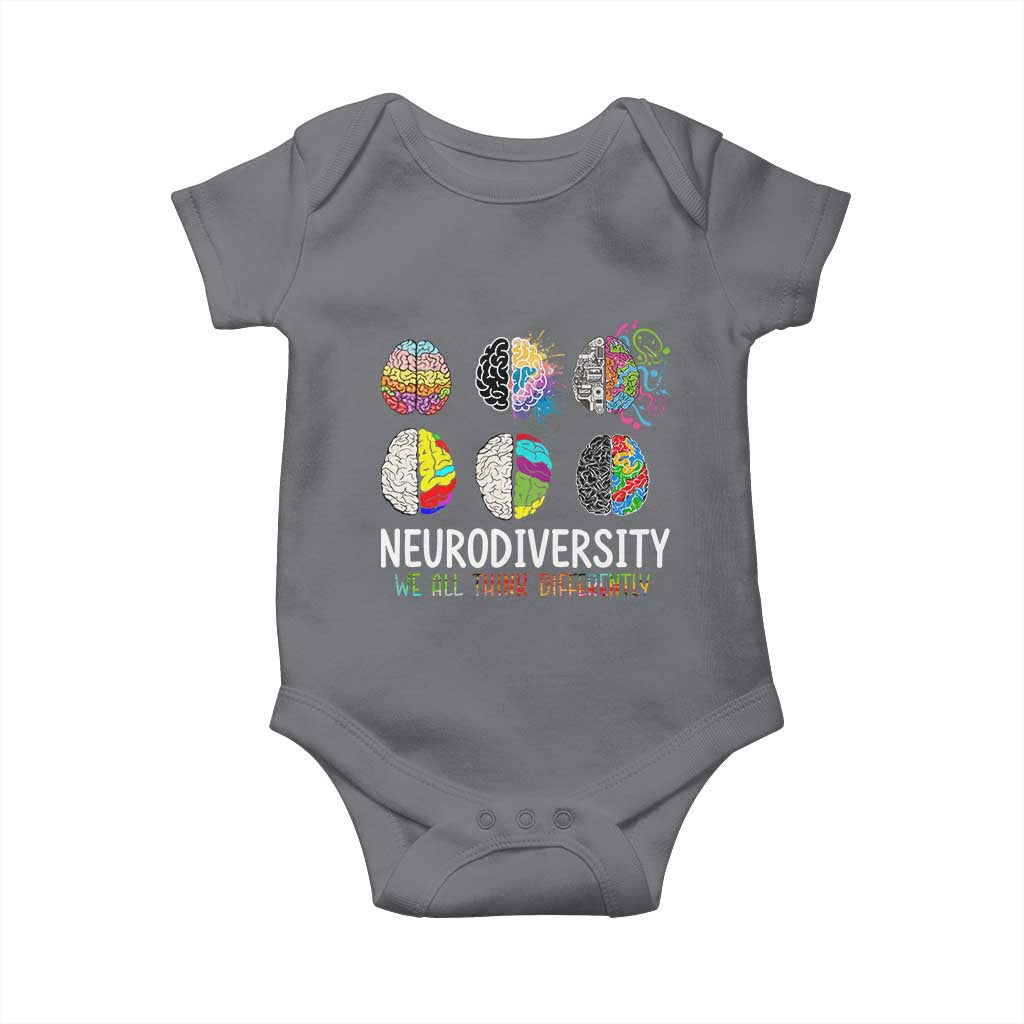 Embrace Neurodiversity Baby Onesie We All Think Differently TS02 Charcoal Print Your Wear