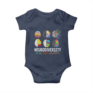 Embrace Neurodiversity Baby Onesie We All Think Differently TS02 Navy Print Your Wear