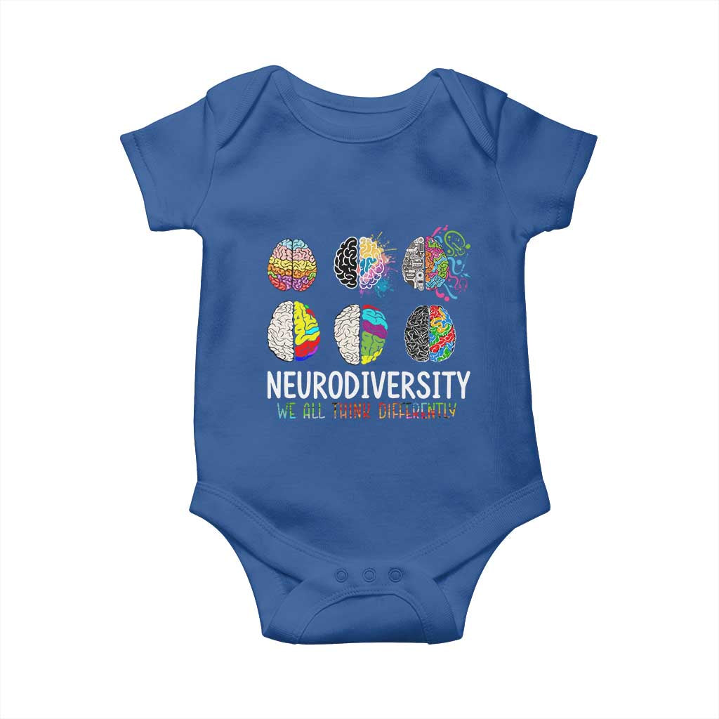 Embrace Neurodiversity Baby Onesie We All Think Differently TS02 Royal Blue Print Your Wear