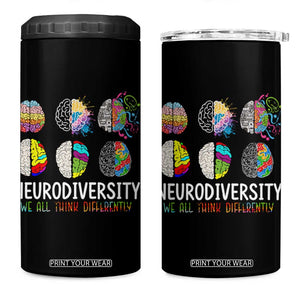 Embrace Neurodiversity 4 in 1 Can Cooler Tumbler We All Think Differently TS02 One Size: 16 oz Black Print Your Wear