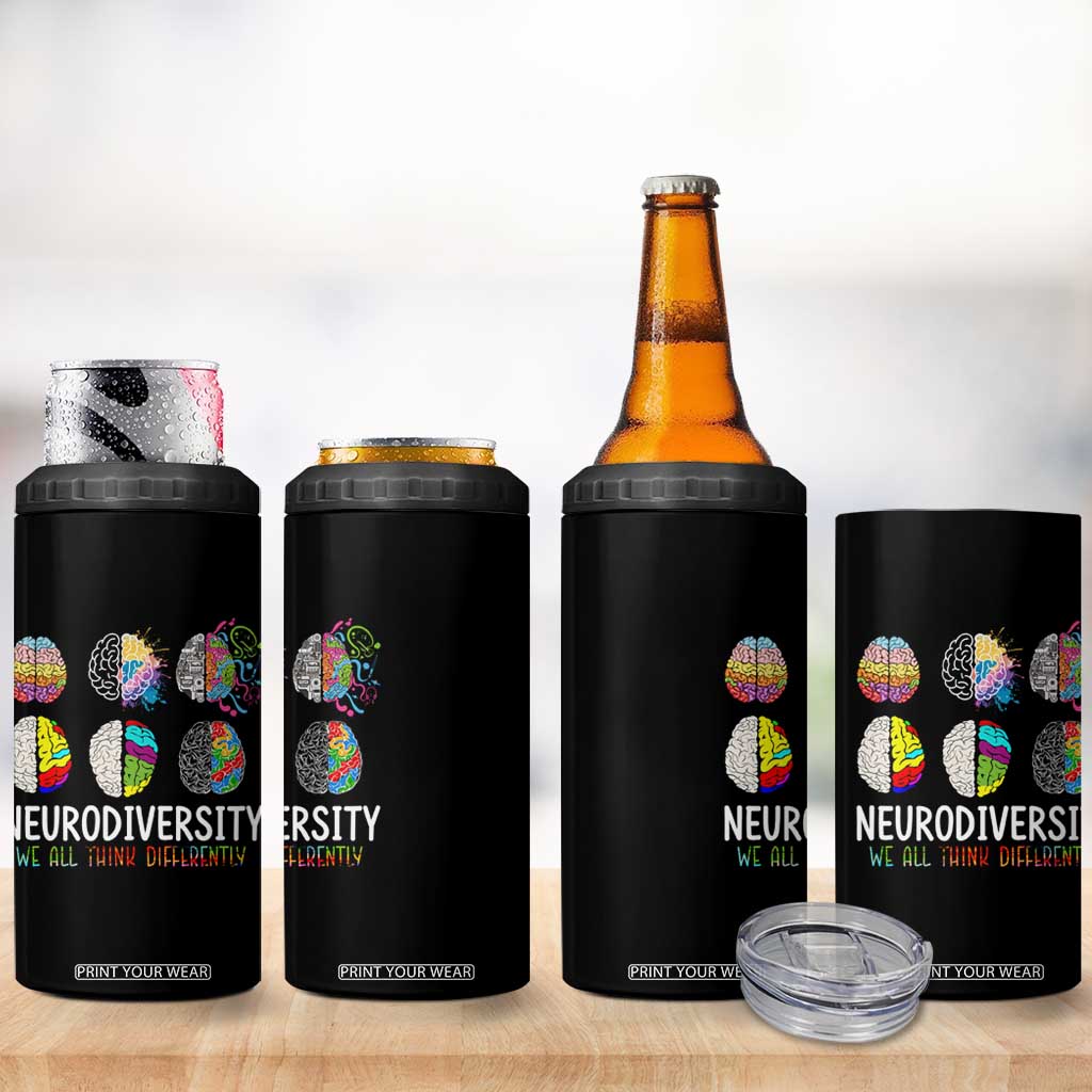 Embrace Neurodiversity 4 in 1 Can Cooler Tumbler We All Think Differently TS02 Print Your Wear