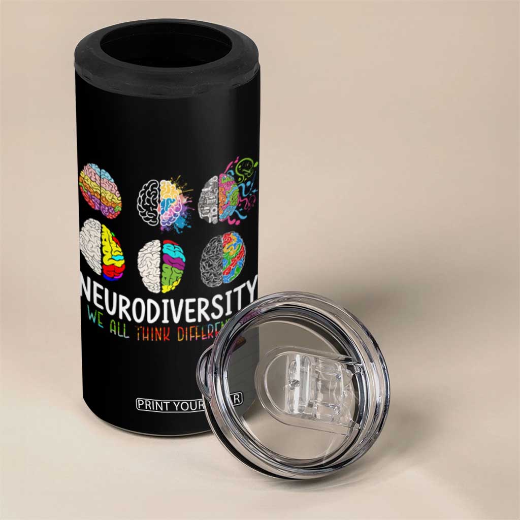 Embrace Neurodiversity 4 in 1 Can Cooler Tumbler We All Think Differently TS02 Print Your Wear