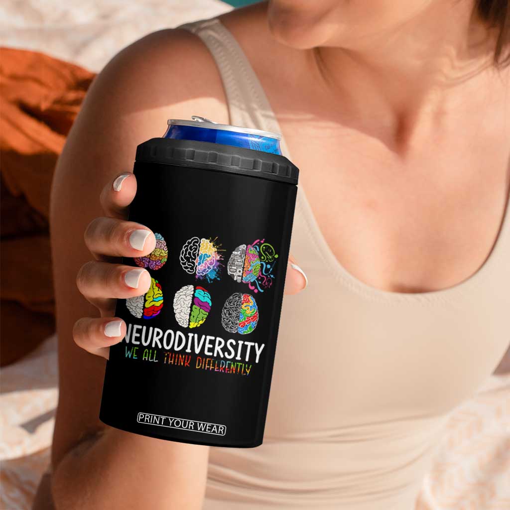 Embrace Neurodiversity 4 in 1 Can Cooler Tumbler We All Think Differently TS02 Print Your Wear