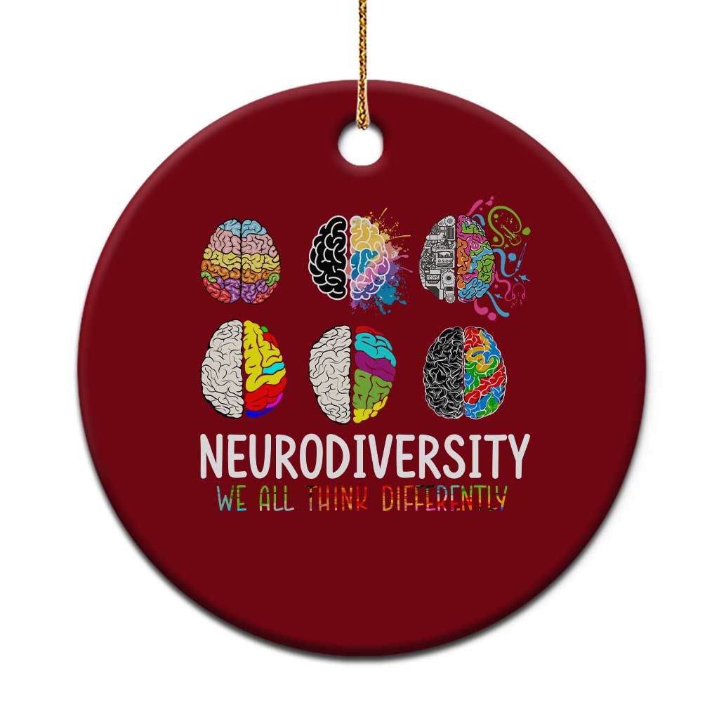 Embrace Neurodiversity Ceramic Ornament We All Think Differently TS02 1pc Red Print Your Wear