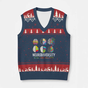 Embrace Neurodiversity V-Neck Knit Sweater Vest We All Think Differently TS02 Navy Red Print Your Wear