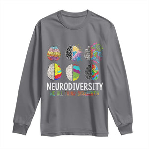 Embrace Neurodiversity Long Sleeve Shirt We All Think Differently TS02 Charcoal Print Your Wear