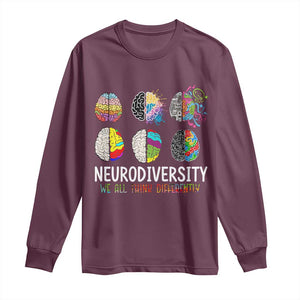Embrace Neurodiversity Long Sleeve Shirt We All Think Differently TS02 Maroon Print Your Wear