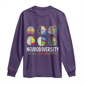 Embrace Neurodiversity Long Sleeve Shirt We All Think Differently TS02 Purple Print Your Wear