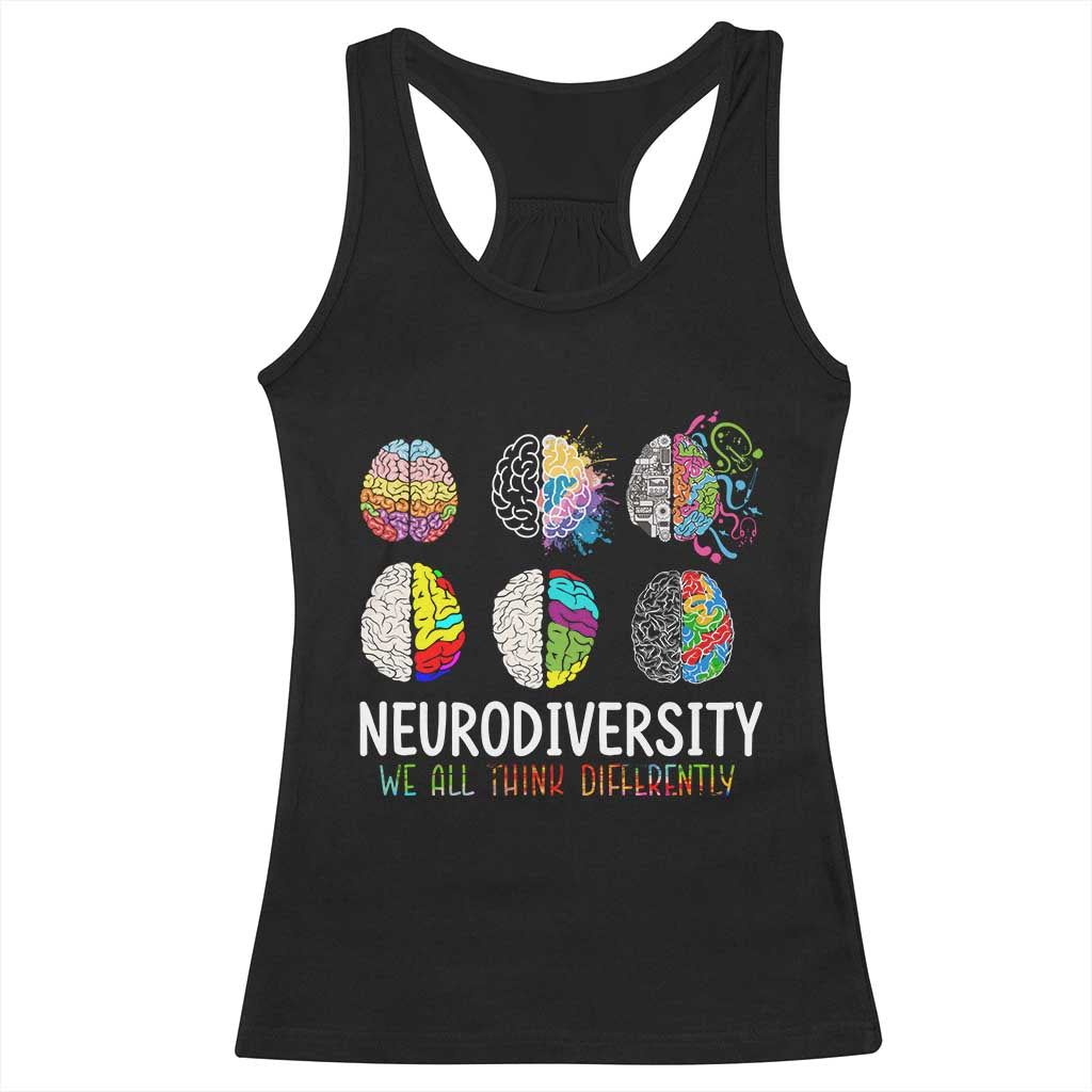 Embrace Neurodiversity Racerback Tank Top We All Think Differently TS02 Black Print Your Wear