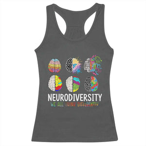 Embrace Neurodiversity Racerback Tank Top We All Think Differently TS02 Dark Heather Print Your Wear
