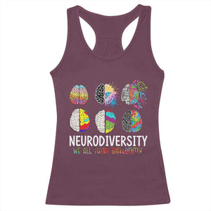 Embrace Neurodiversity Racerback Tank Top We All Think Differently TS02 Maroon Print Your Wear