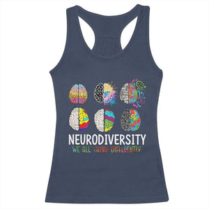 Embrace Neurodiversity Racerback Tank Top We All Think Differently TS02 Navy Print Your Wear