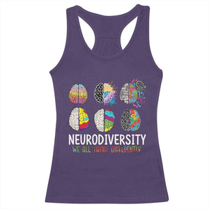 Embrace Neurodiversity Racerback Tank Top We All Think Differently TS02 Purple Print Your Wear