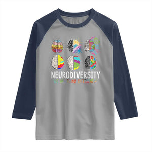 Embrace Neurodiversity Raglan Shirt We All Think Differently TS02 Sport Gray Navy Print Your Wear