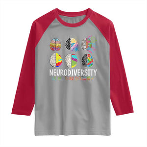 Embrace Neurodiversity Raglan Shirt We All Think Differently TS02 Sport Gray Red Print Your Wear