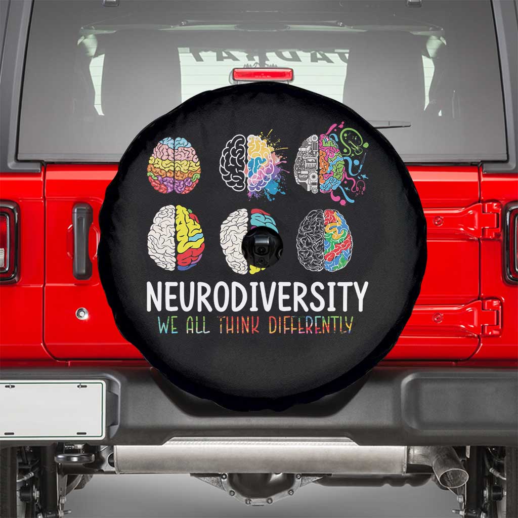 Embrace Neurodiversity Spare Tire Cover We All Think Differently TS02 Black Print Your Wear